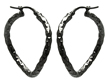 sterling silver black rhodium plated heart hoop earrings