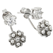 wholesale silver floral earringswith cz and pearl accents earrings