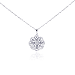 wholesale sterling silver cz flower pendant necklace