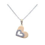 sterling silver gold rhodium double open heart cz necklace