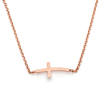 sterling silver rose plated sideways cross necklace