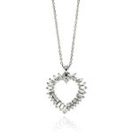 sterling silver open heart cz necklace
