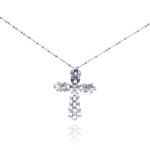 sterling silver cross cz necklace