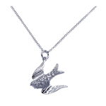 sterling silver dove cz dangling necklace