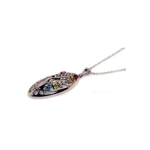 sterling silver multi color cz rhodium plated pendant necklace