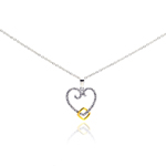 sterling silver gold and rhodium plated open heart cz necklace