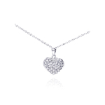 sterling silver heart filigree cz necklace
