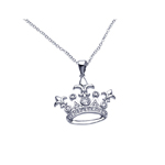 sterling silver crown cz necklace