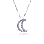 sterling silver half moon pendant necklace