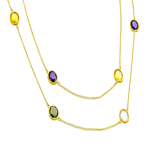 sterling silver gold plate multi color cz necklace