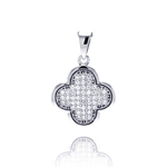 wholesale sterling silver clover micro pave cz dangling pendant