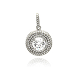 wholesale sterling silver circle micro pave cz dangling pendant