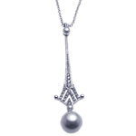 wholesale sterling silver multi pearl cz drop pendant necklace
