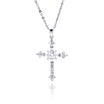 sterling silver cross cz dangling necklace