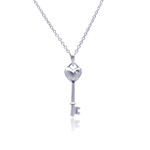wholesale sterling silver heart key cz necklace