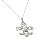 wholesale sterling silver open fleur de lis cz necklace