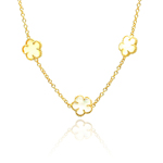 sterling silver gold plated mop flower cz necklace