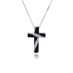 wholesale sterling silver black and cross cz necklace
