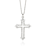 wholesale sterling silver open cross cz necklace