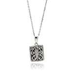 wholesale sterling silver square inner cross black filigree cz necklace