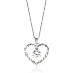 wholesale sterling silver open heart center cz necklace