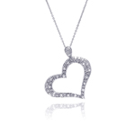 sterling silver dangling heart pendant necklace