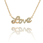 sterling silver rose gold plated cz love pendant necklace