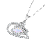 wholesale sterling silver swan with cz and synthetic opal necklace
