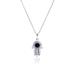 wholesale sterling silver hamsa evil eye cz necklace