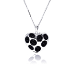 wholesale sterling silver black dot heart cz necklace