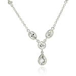 wholesale sterling silver teardrop round cz necklace