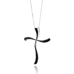 wholesale sterling silver black cross cz necklace