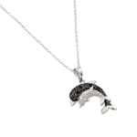 wholesale sterling silver black and dolphin necklace
