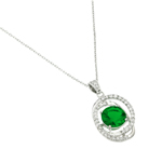 wholesale sterling silver green cz circle pendant