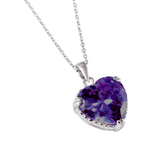 wholesale sterling silver purple heart cz rope necklace