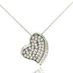 wholesale 925 sterling silver heart multi cz pendant necklace