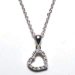 sterling silver hanging heart pendant necklace