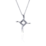 sterling silver fancy cross pendant necklace