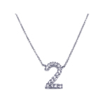 wholesale sterling silver cz number 2 pendant necklace