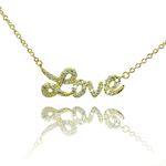 sterling silver gold plated cz love pendant necklace