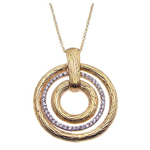 sterling silver gold plated cz triple circle pendant necklace