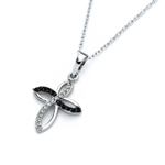 wholesale sterling silver black cz petal cross pendant necklace