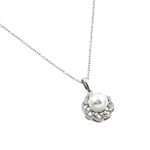 wholesale sterling silver flower cz center pearl necklace
