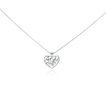 sterling silver open heart filigree cz necklace