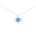 sterling silver open evil eye center cz necklace