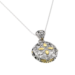 sterling silver gold and rhodium plated round center yellow flower cz necklace