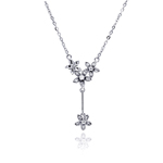wholesale sterling silver flower cz dangling necklace