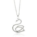 wholesale sterling silver open swan cz necklace