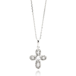 wholesale sterling silver open cross cz necklace