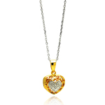 sterling silver gold plated heart cz necklace